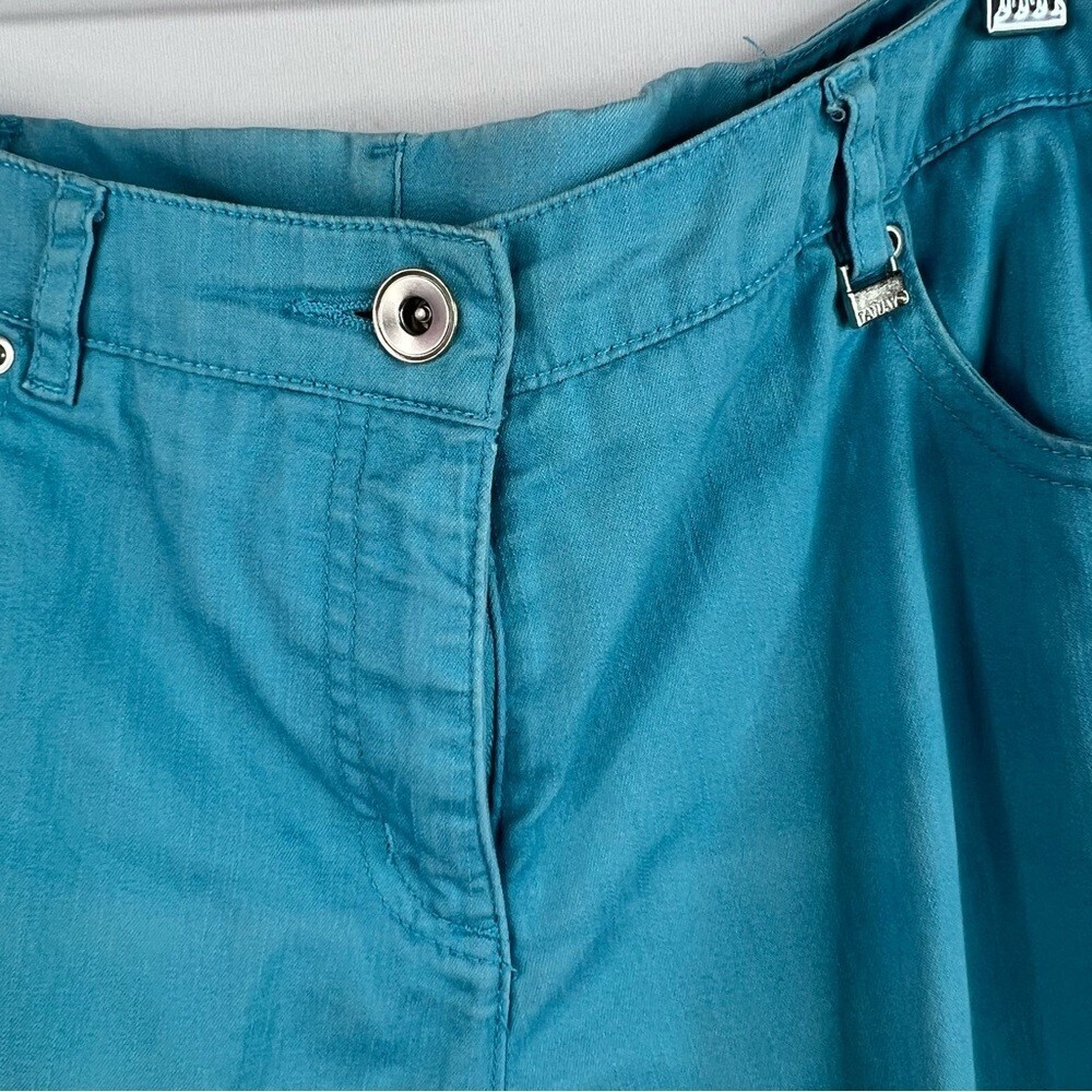 Tanjay pants bright aqua blue silver detail hardware Blue Boot Cut Pants - Picture 8 of 13